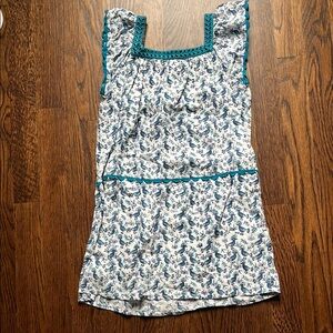 Roller Rabbit Teal Trim White Floral Sleeveless dress